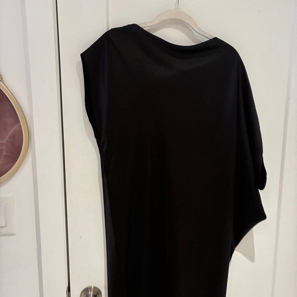 Just Bee Queen Black Satin Kaftan Maxi Dress Sz Small - Picture 3 of 9